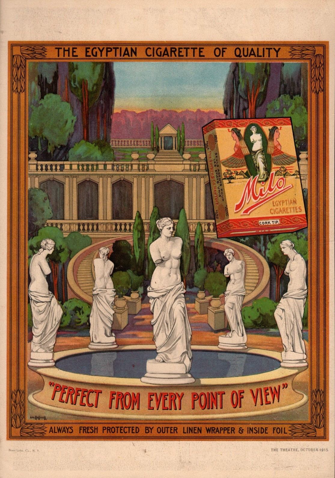 1915 Milo Original tobacco cigarette ad - Extremely rare from Theatre