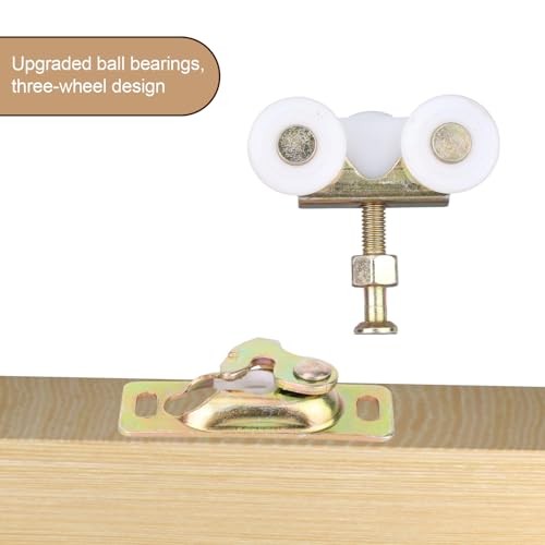 2pcs 3/4" Sliding Door Wheels Replacement Kit, Pocket Door Rollers Gold