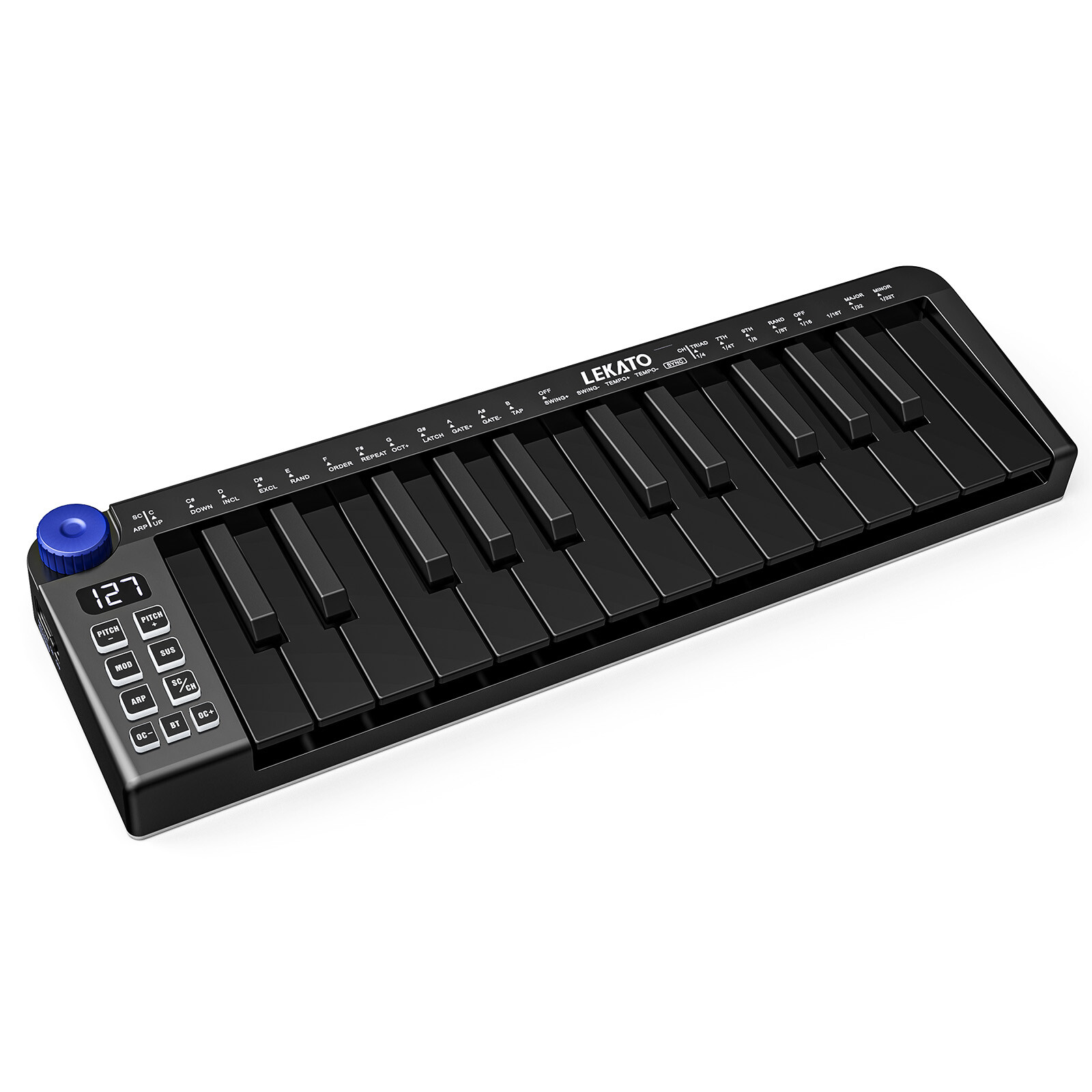 LEKATO 25 Key MIDI Controller Bluetooth MIDI Keyboard 360 Knob Rechargeable