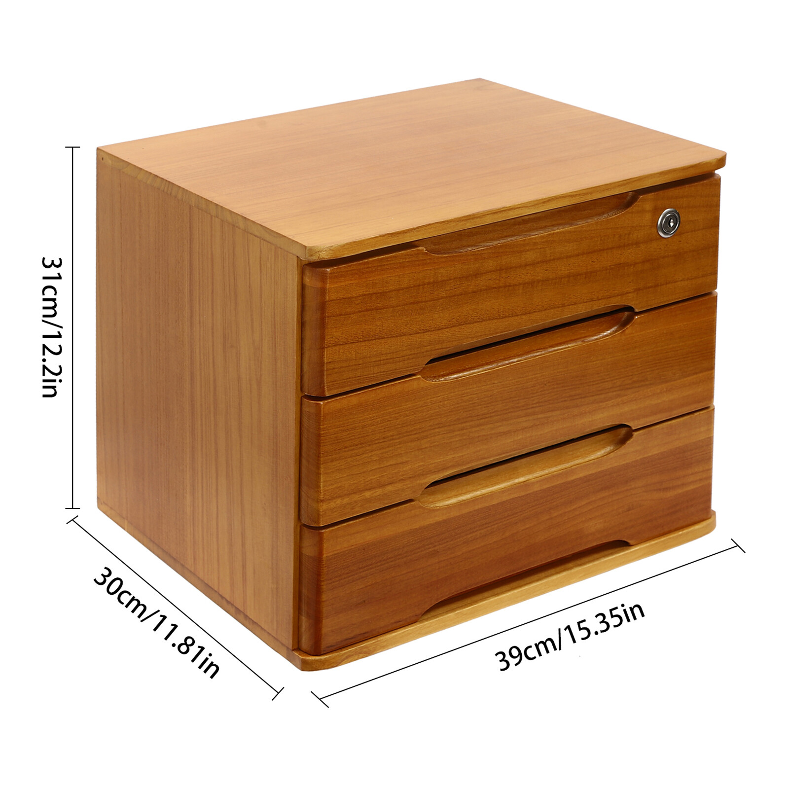 Modern Rectangle 3-Tier Desktop Storage Box Organizer with Lock Filing Cabinet