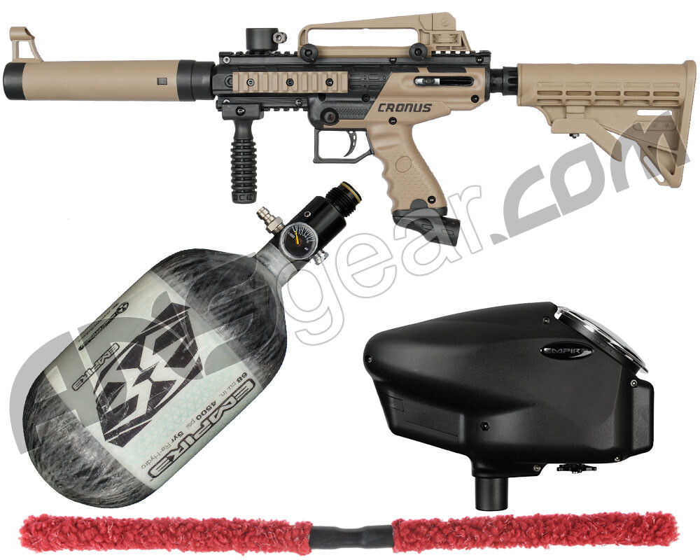 TIPPMANN CRONUS TACTICAL COMPETITION PAINTBALL GUN KIT - TAN W/ 68/4500 BOTTLE