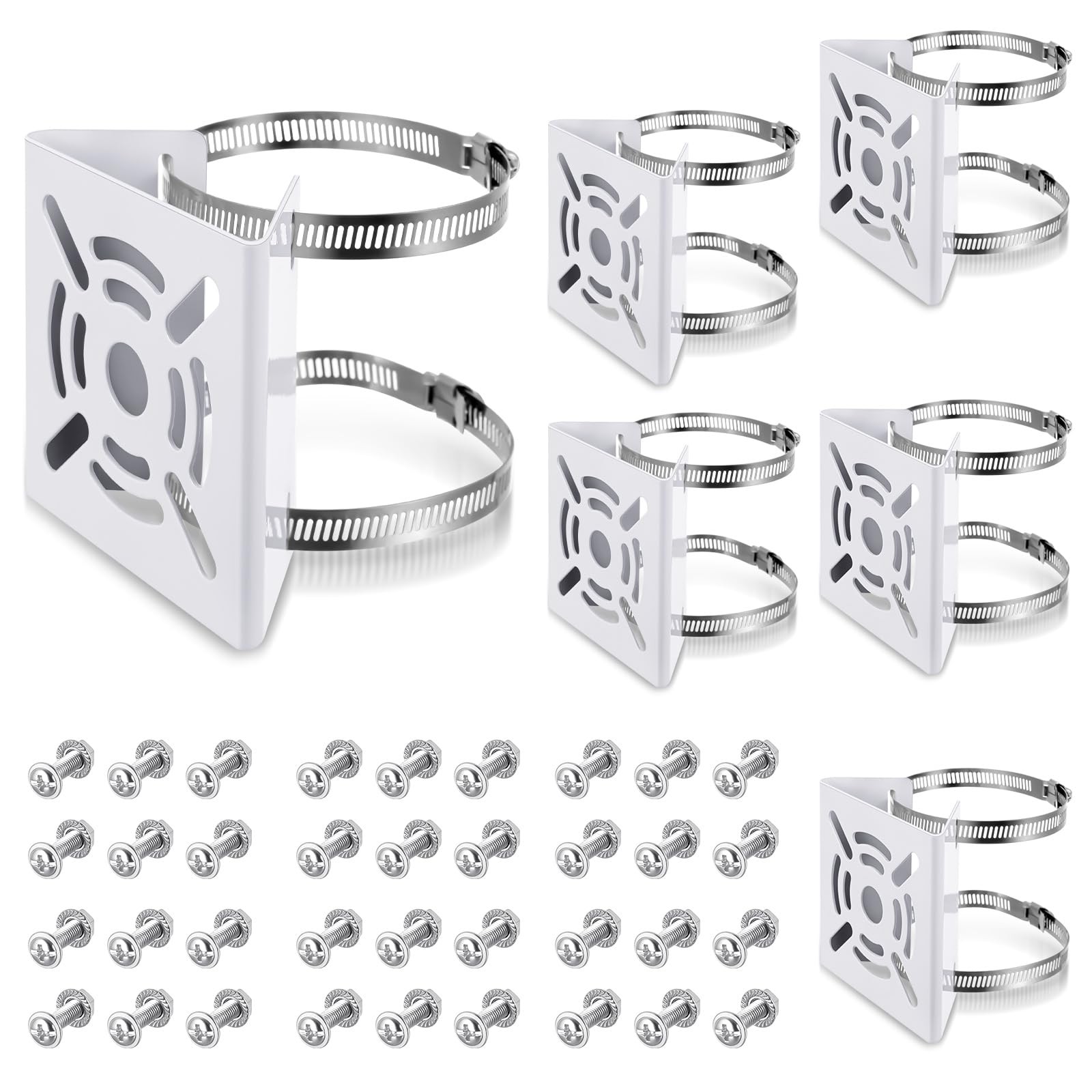 MorningRo 6 Pcs Universal Vertical Pole Mount for Security Camera Wall White