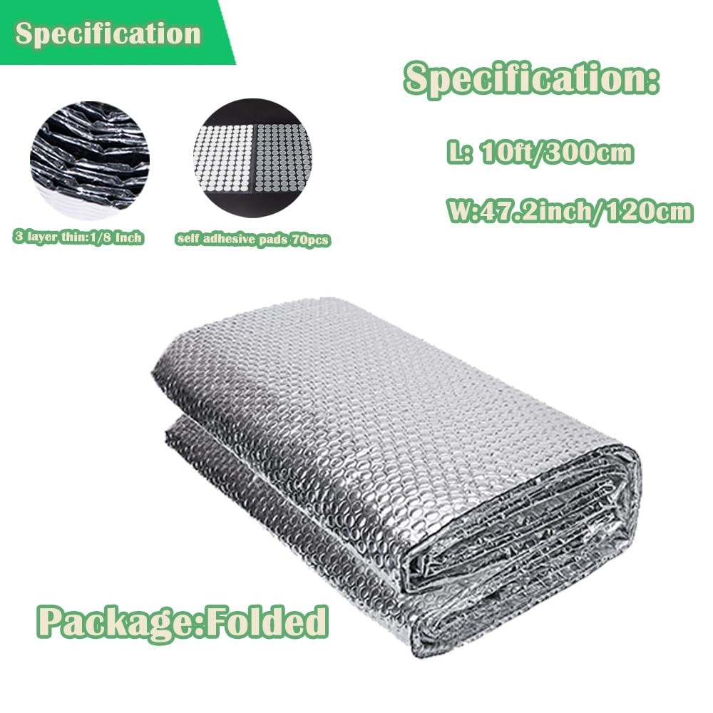 Double Reflective Insulation Foam, 48" x 10 Ft Reflective Window Radiant Barr...