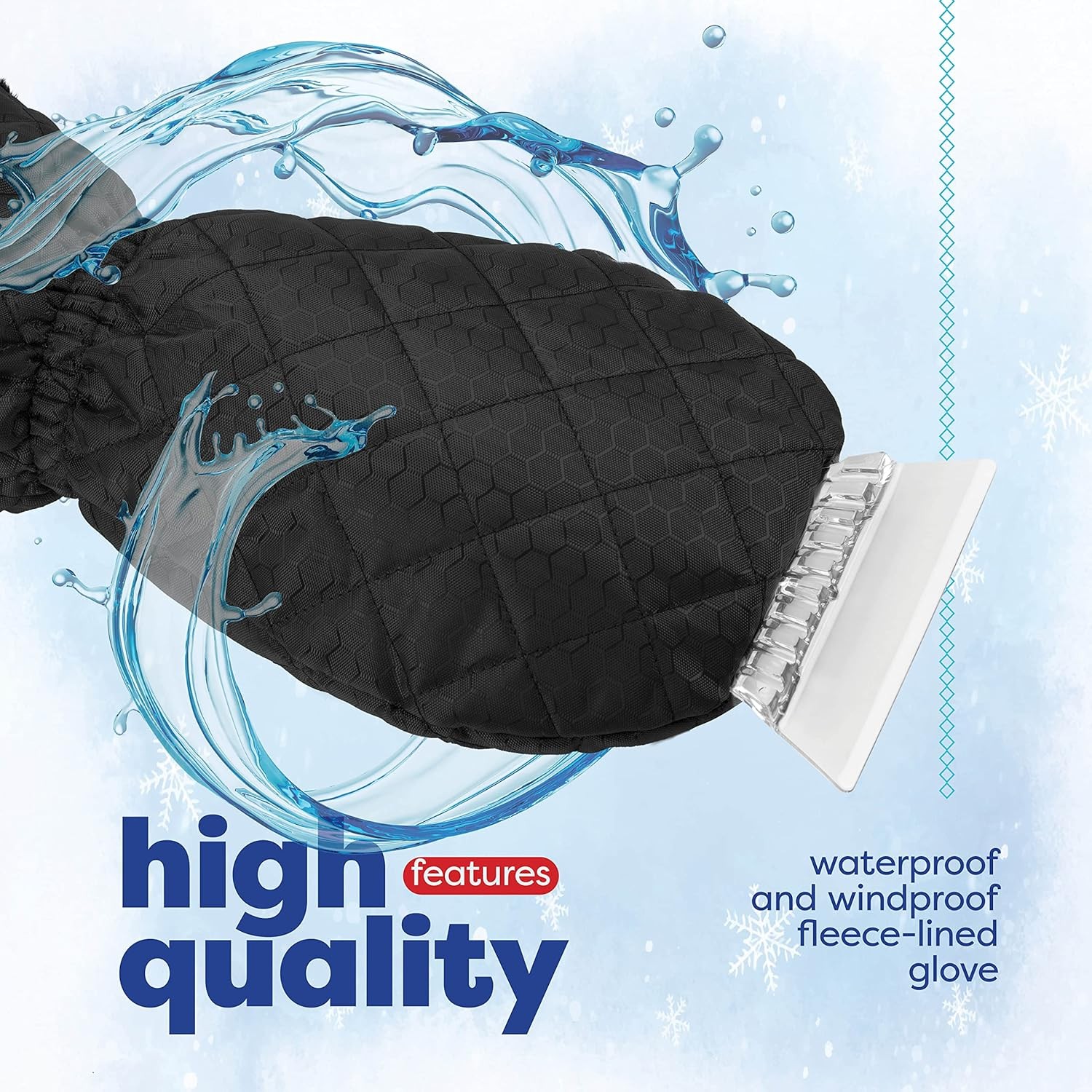 Ice Scraper with Glove, Windproof Snow Removal Tool