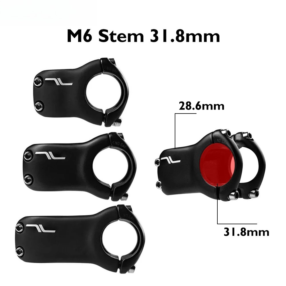 M6 Carbon Fiber Mountain Bike Stem 0 Degree Rise 31.8mm Clamp 35mm 50mm 65mm