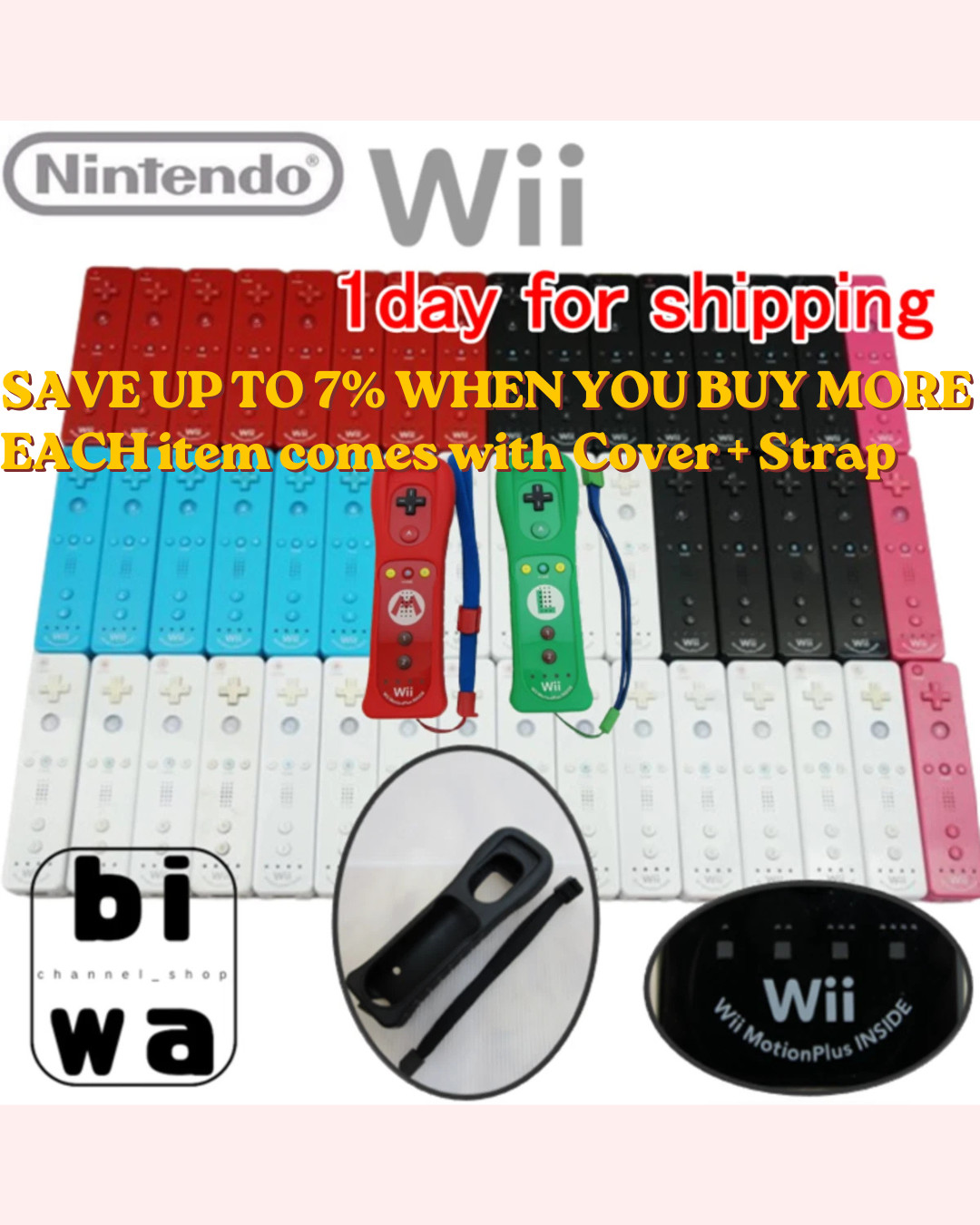 Nintendo Wii Controller Authentic OEM Wii Remote Motion Plus Mario |YOU CHOOSE