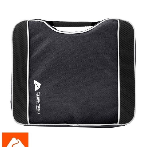 Ozark Trail Seat Cushion 14x12x2 Black Foldable Anti-Slip Handle Mesh