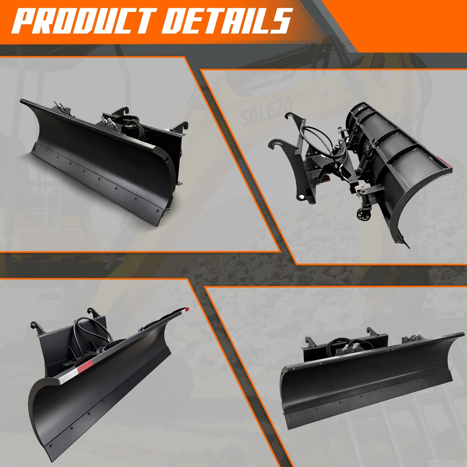 Skid SteerSnow Blade,Pusher SnowPlow Quick Attach - FREESHIPPING