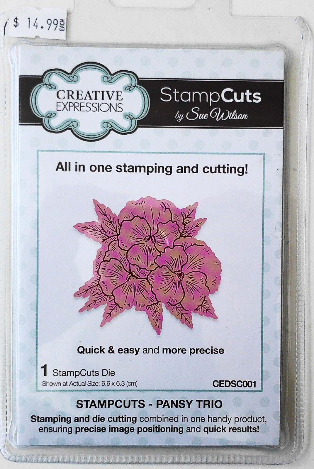 Creative Expressions Stamp Cuts Sue Wilson Pansy Trio 1 Stamp Cut Die New