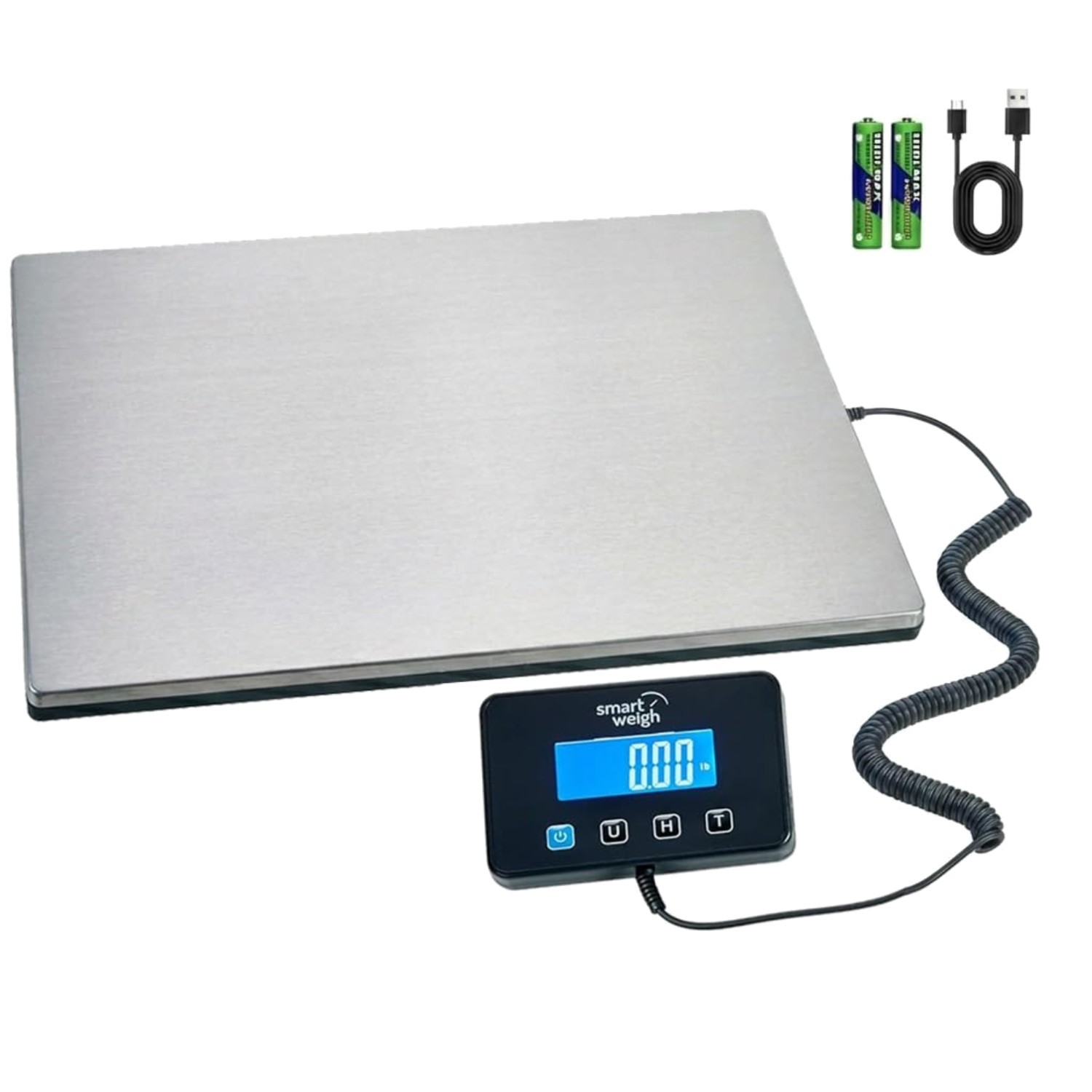 Wide Platform Digital Shipping Scale for Packages - 440 lb Capacity, LCD Display