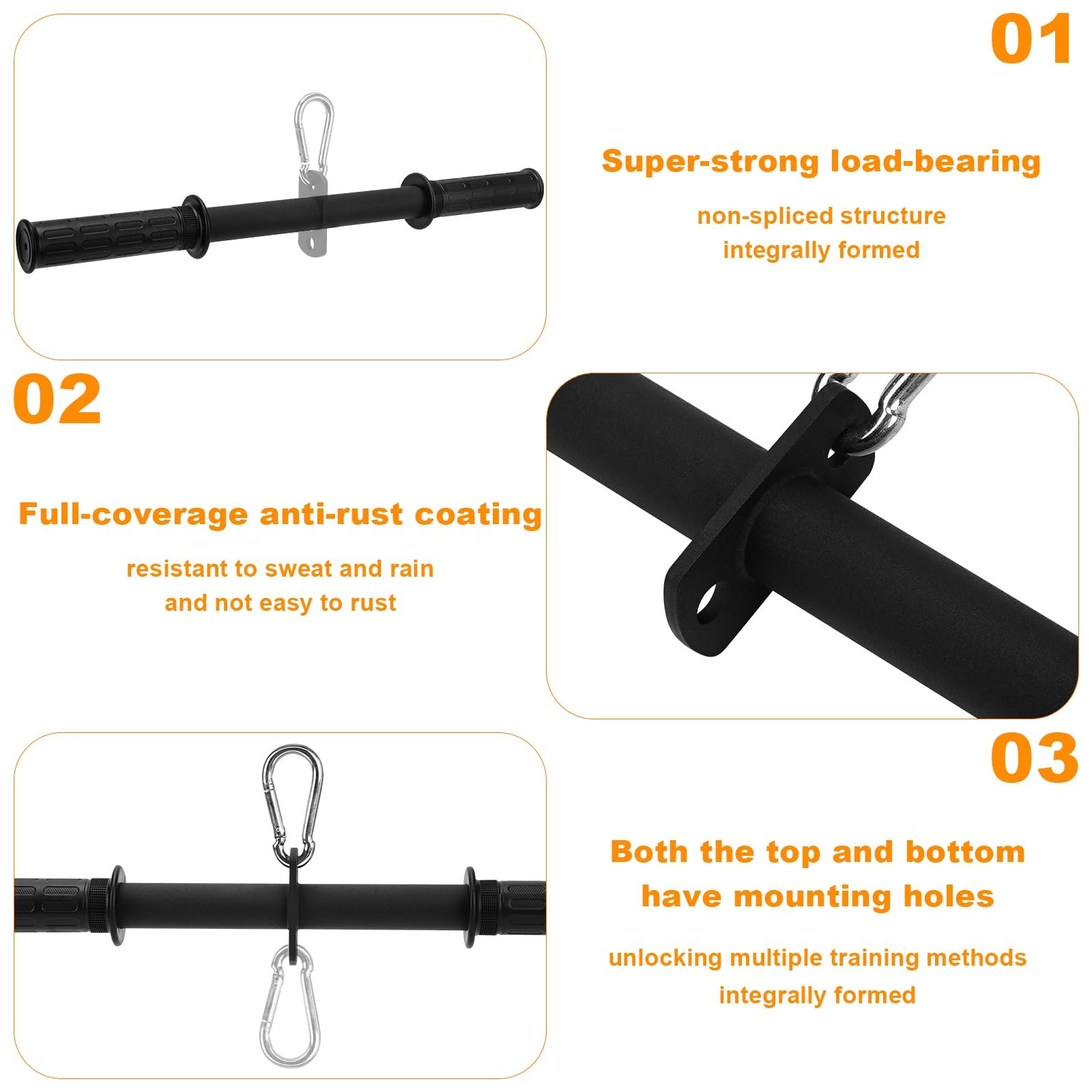 LAT Pull Down Attachment Straight Bar Cable Machine Back Training Tricep Fit