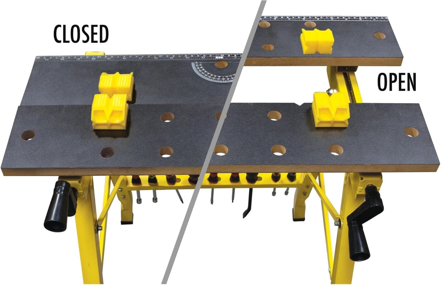 Compact Portable Workbench with 200 lbs Load Capacity for DIY Projects - Yellow