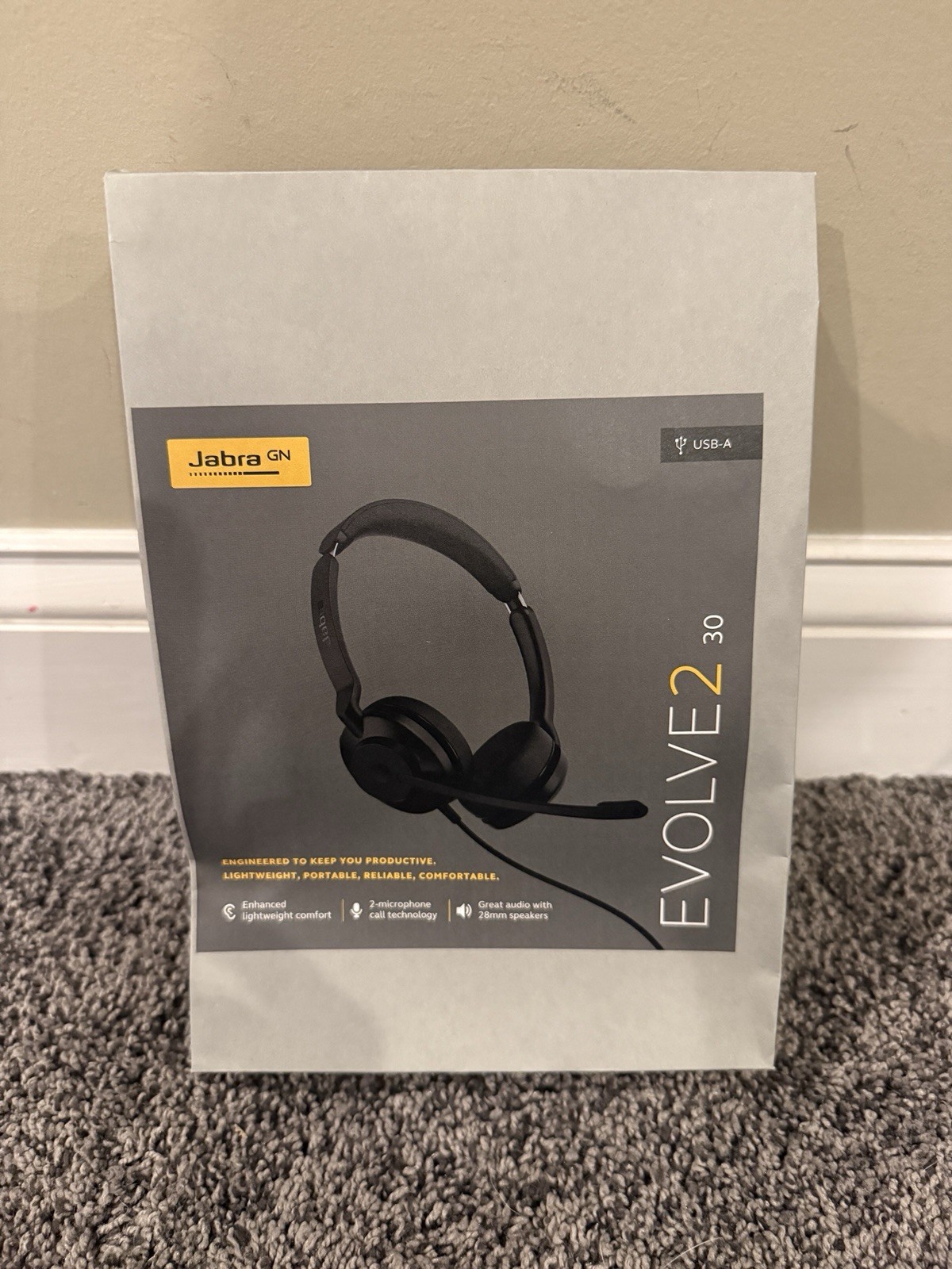Jabra Evolve2 30 Stereo Wireless Headset w/Cable & Pouch