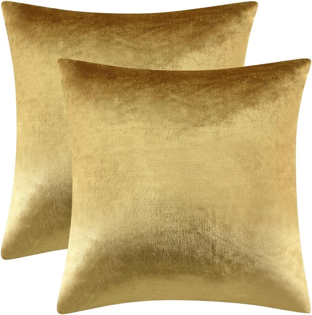 GIGIZAZA Gold Velvet Decorative Throw Pillow 18" x (Pack of 2),