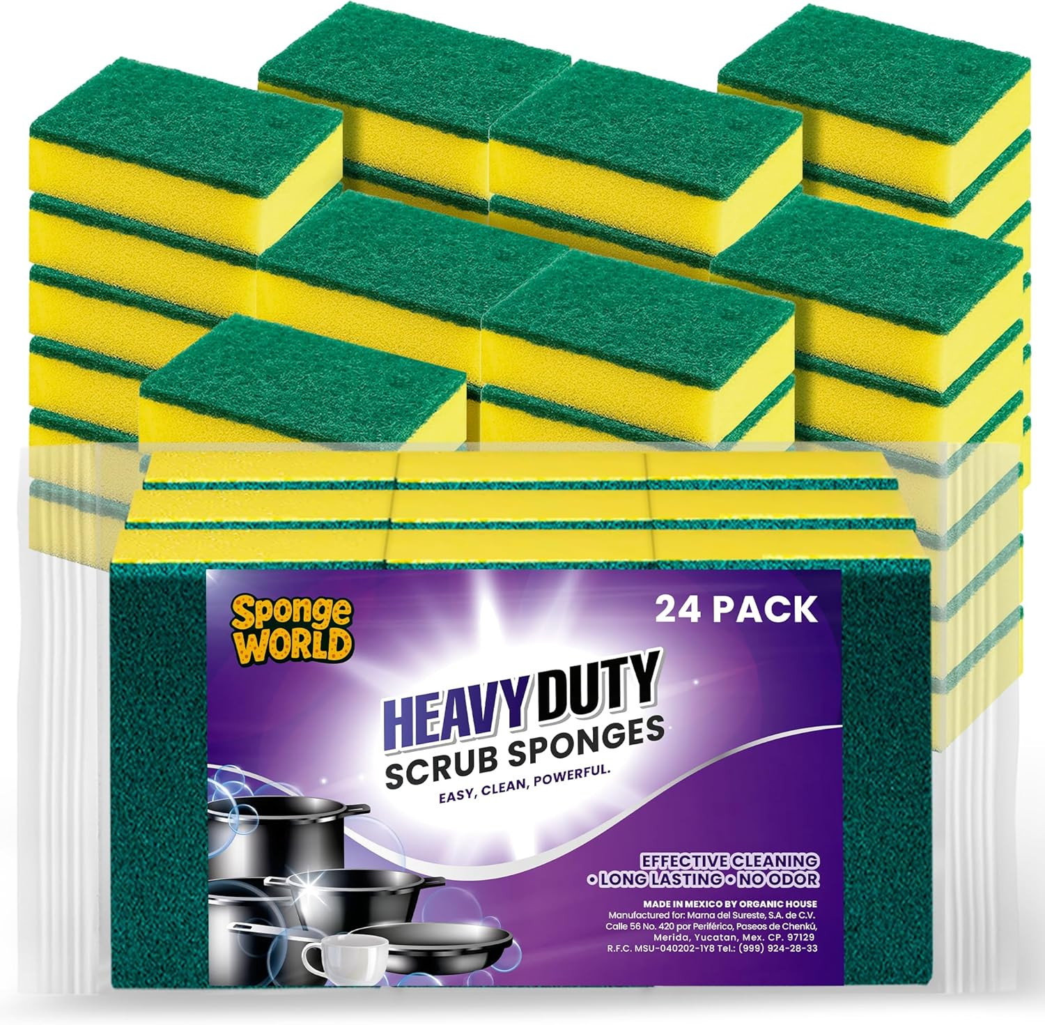 Dish Sponge, Scrub Sponge Kitchen 24 Pack, Heavy Duty, Kitchen Sponges, 7x10 cm,