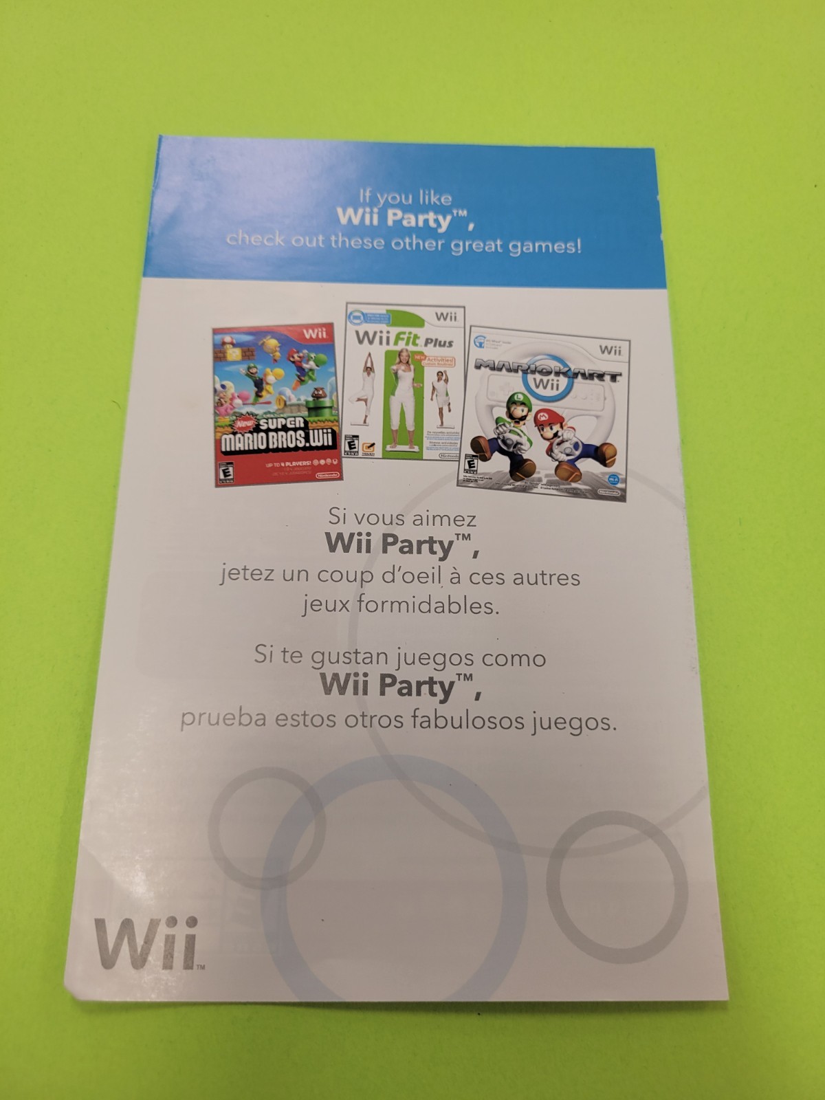 If You Like Wii Party INSERT ONLY Authentic Insert