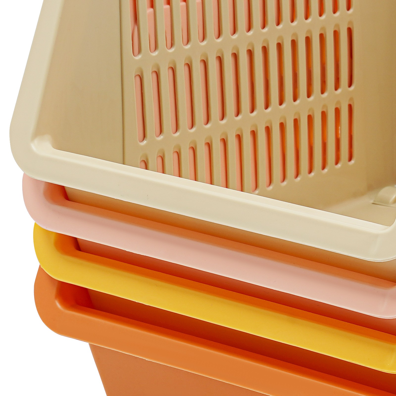 Stackable Plastic Bins - 4pc Large Plastic Organizer Box Cabinets Storage Bins
