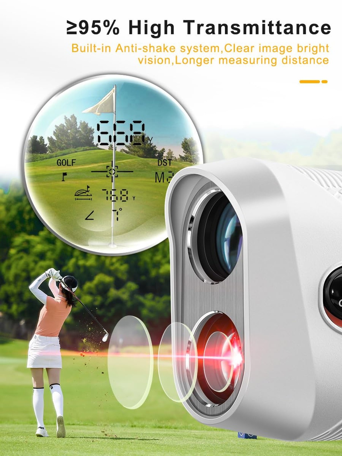 Golf Laser Rangefinder with Slope,7X Magnification Range Finder Golf for Hunt...