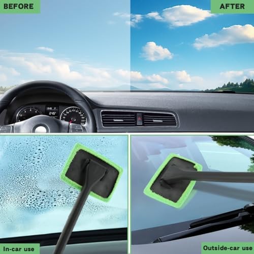Windshield Cleaner Tool, Car Window Cleaner with Extendable Handle,5 Reusable