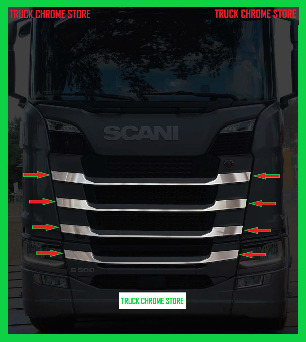 NG   S/R    2017 UP GRILL CHROME    Stainless Steel    1  SET.      Fits  Scania