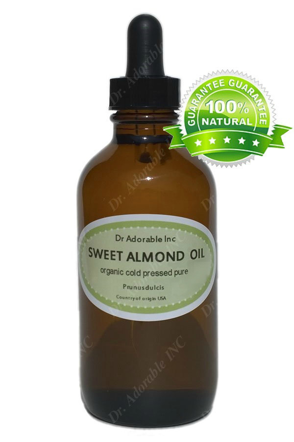 2 oz Glass Bottle with Glass Dropper Sweet Almond Oil Organic for Skin Care Hair