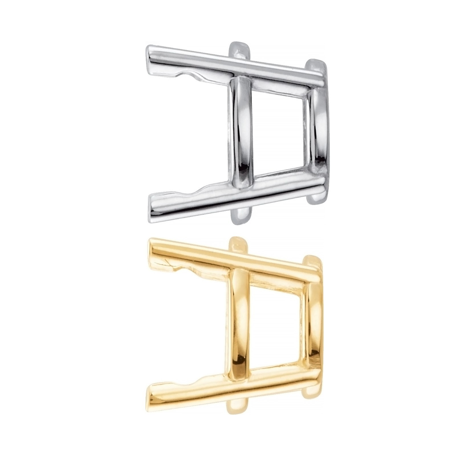 14K Gold & Platinum Earring Setting 6 mm Round 4-Prong Pre-Notched