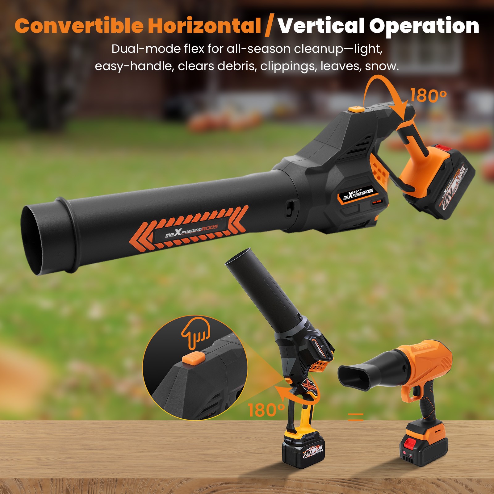 650 CFM Leaf Blower Cordless 2 Battery Brushless Motor Handheld Lightweight