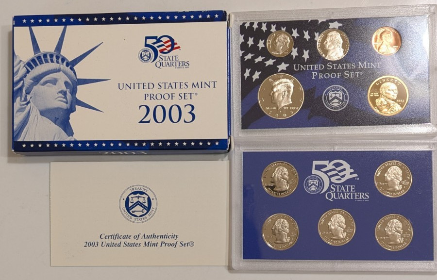 2003‑S U.S. Mint Proof Set – 10 Coin Clad – Box & COA – Clear Lenses