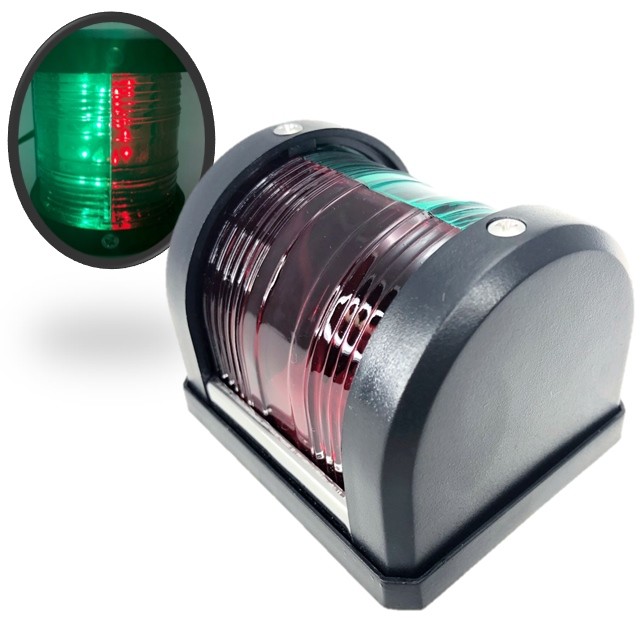 Marine Boat LED Green & Red Comb Bow Navigation Lt Surface Mount Black