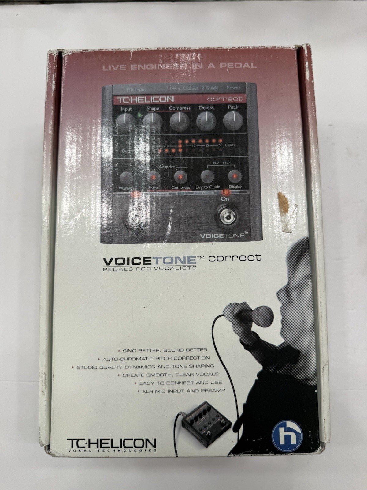 TC Helicon Voicetone Correct Correction Vocal Effect Pedal + Box & Power Supply