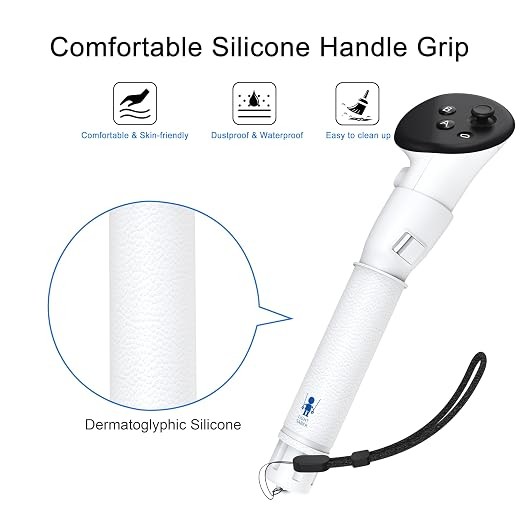 VR Long Handle Grips for Quest 3 Beat Saber Silicone Controller Extender