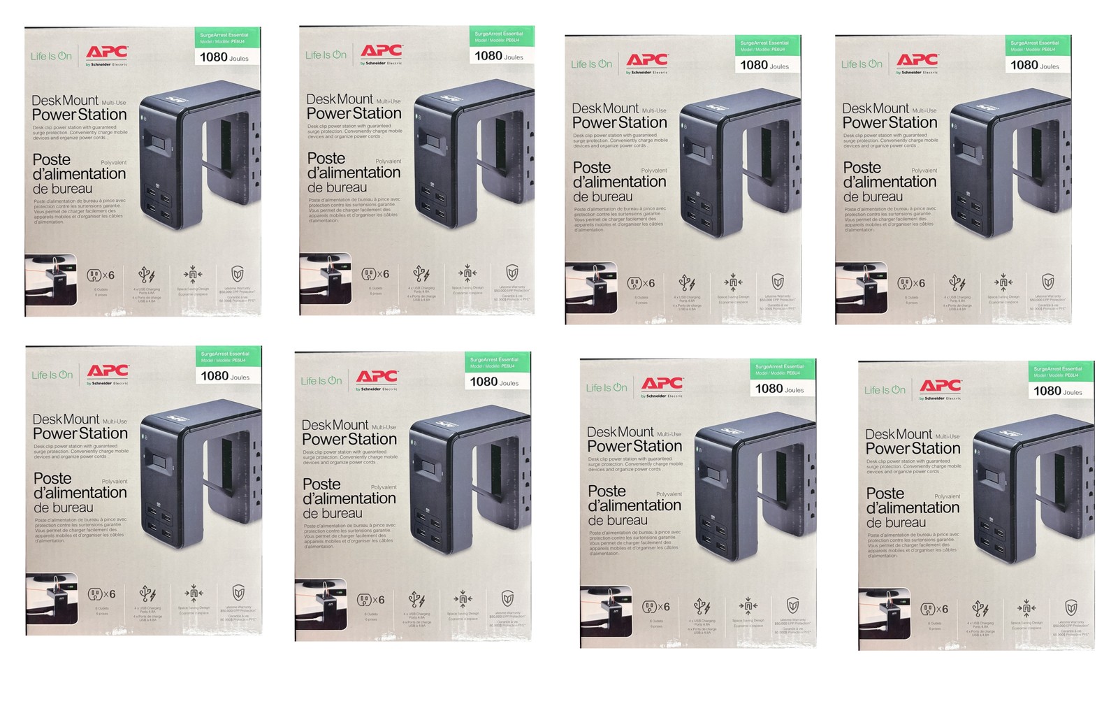 Lot of 12pcs APC PE6U4 6-out 4 USB Charger Ports Desk Mount Power Station Black