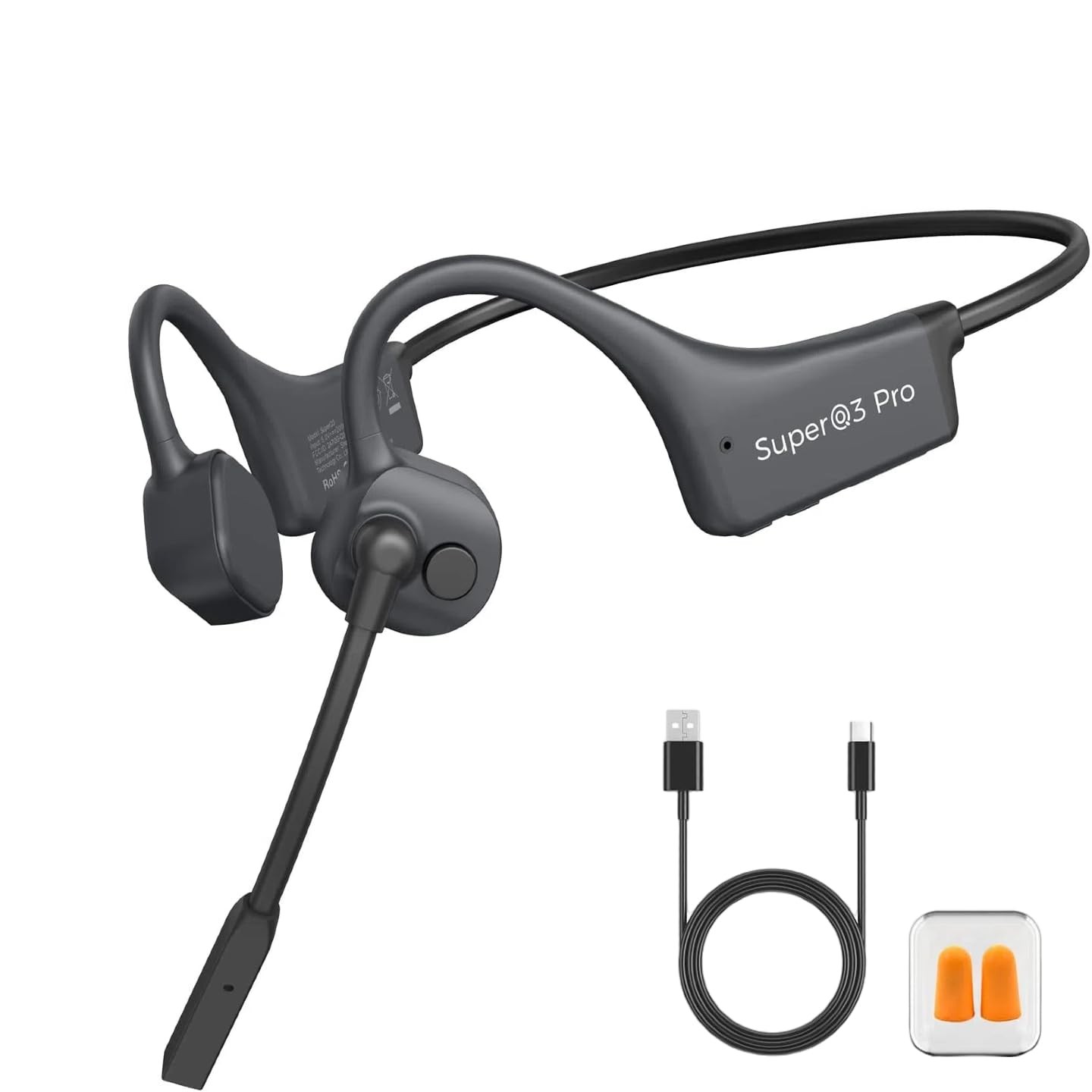 Bone Conduction Bluetooth Headphones with ENC Boom Mic Wireless Computer Head...