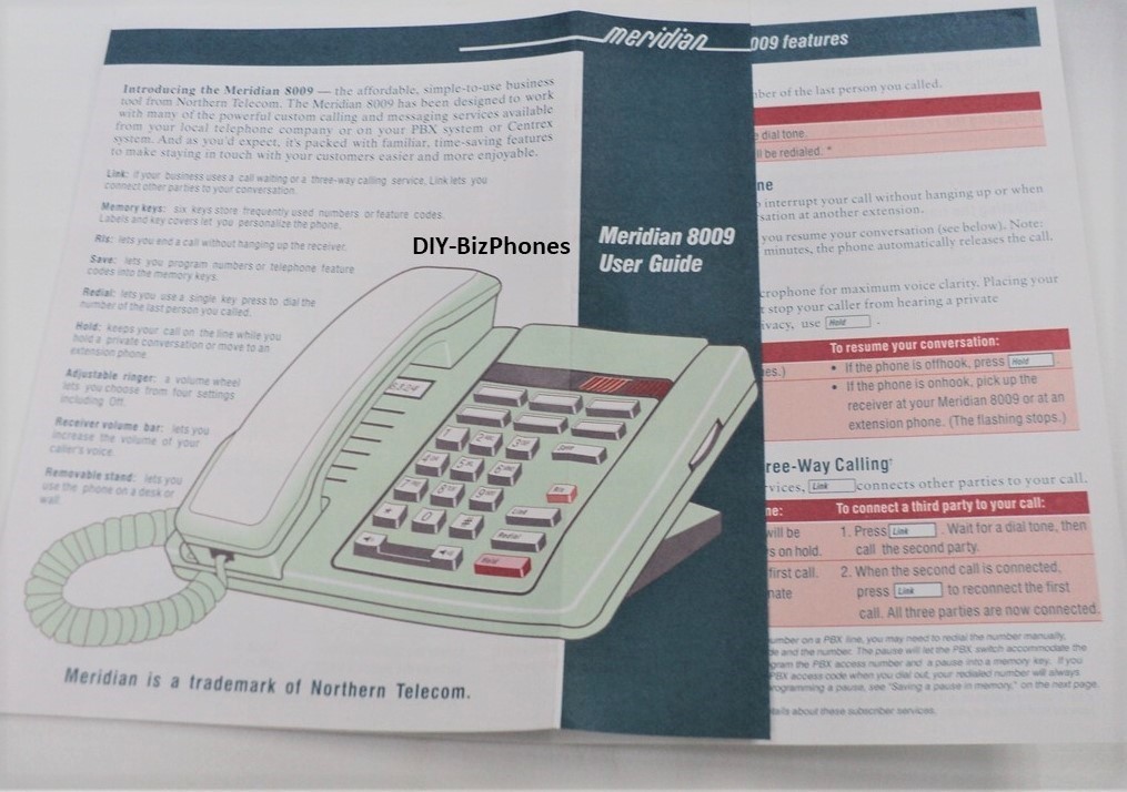 Nortel Lit Pack Button Kit for 8009 Phone Plastic Desi Paper User Guide