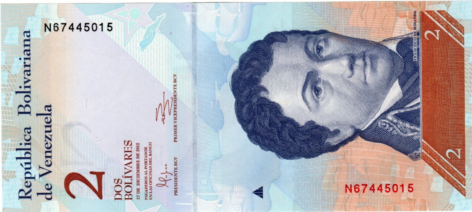 Banknote Venezuela P88e 2 Bolivares 2012