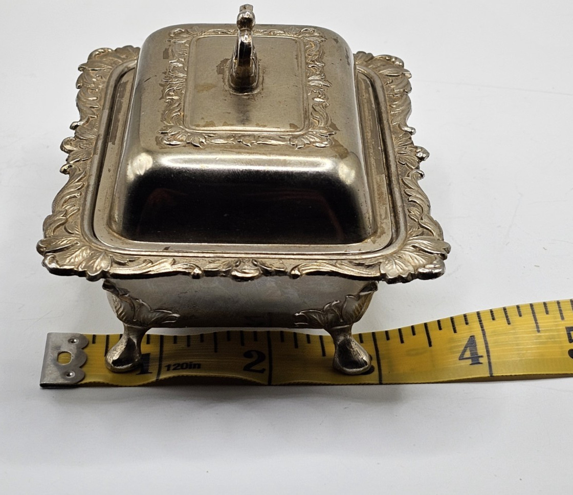 VTG Silver Plate Butter Vanity Trinket Dish