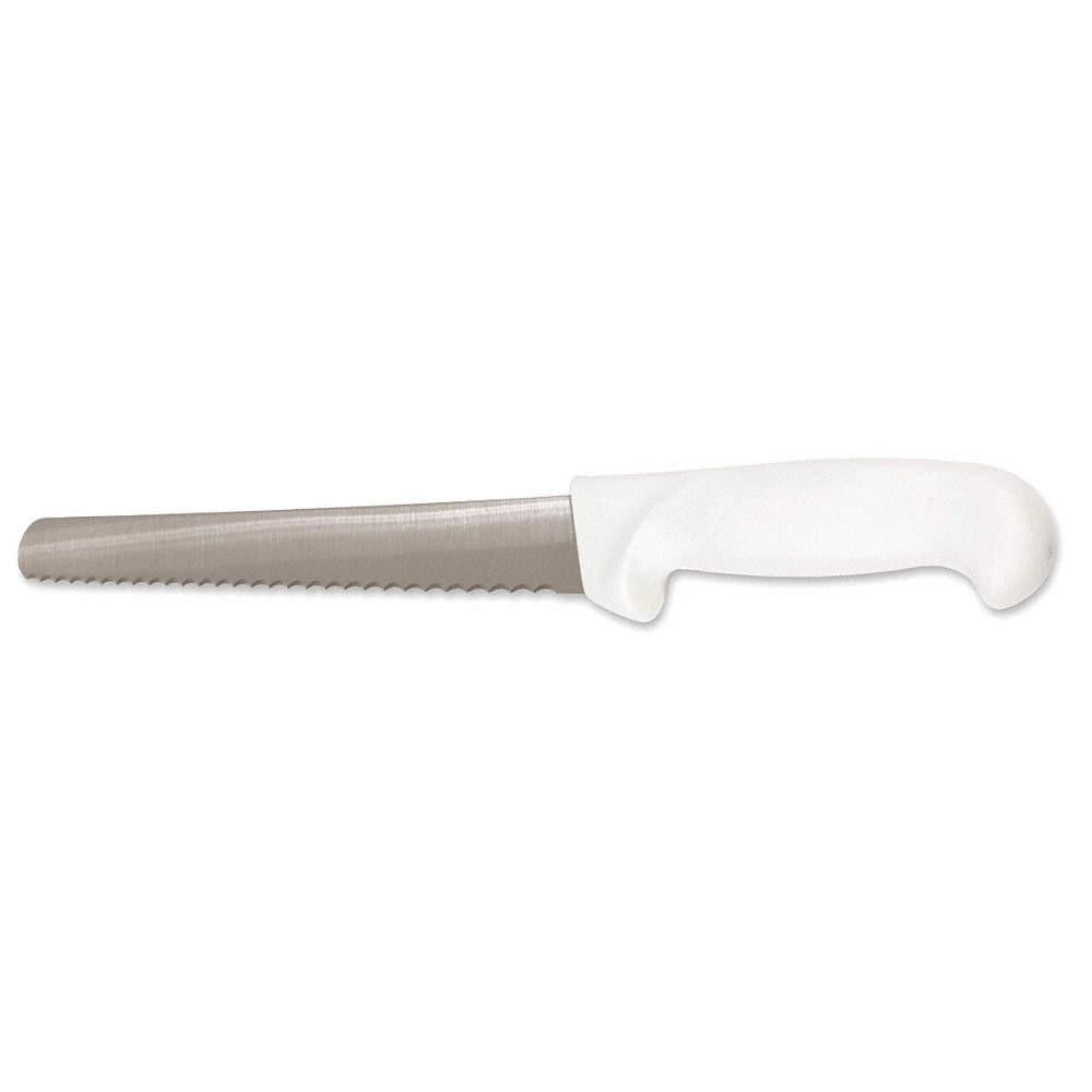 CRESTWARE KN22 Bread Knife,10 in Blade,White Handle 45GJ16