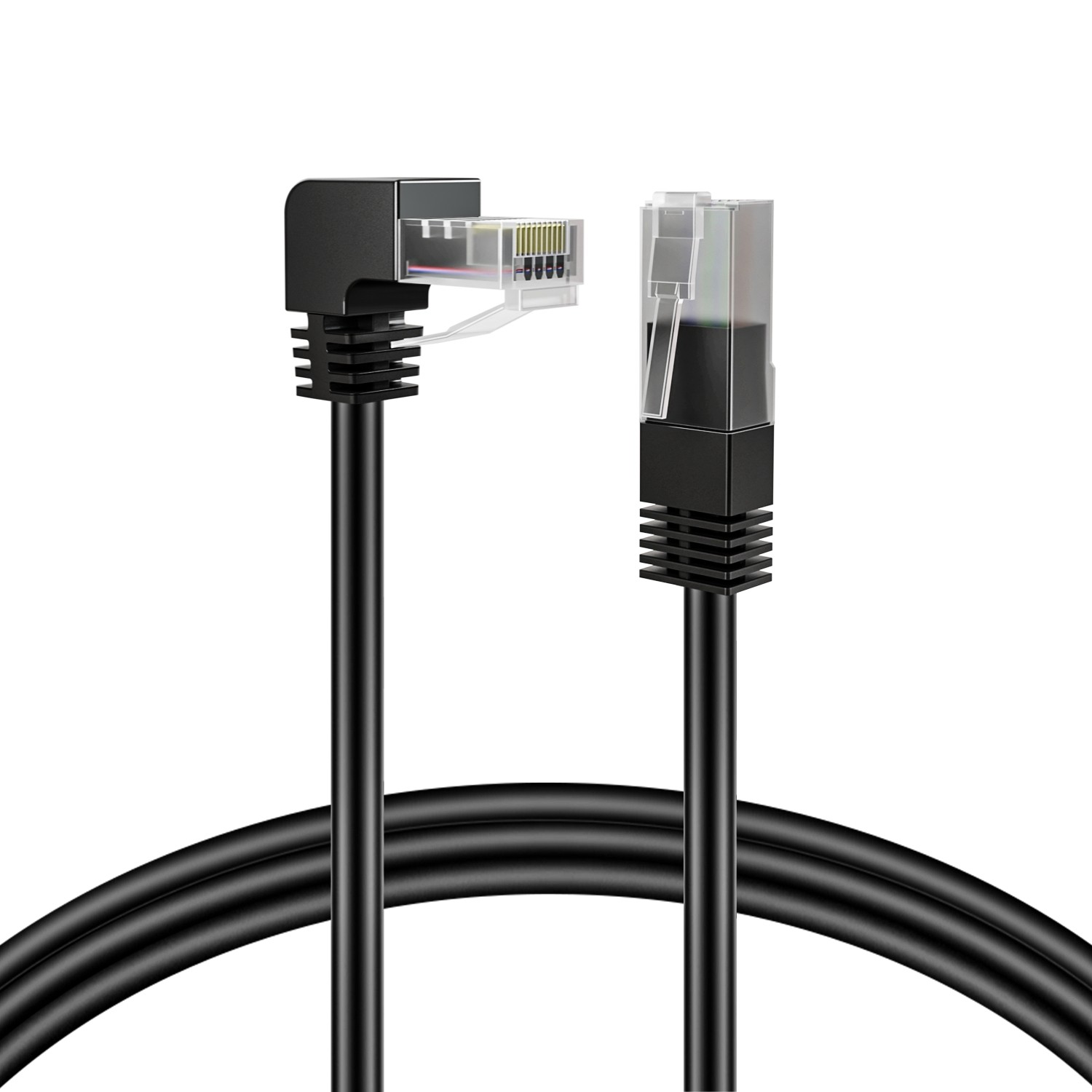 Cat6 Ethernet Cable (Right Angle Down, 6 FT), RJ45 90 Degree Network Wire Cord