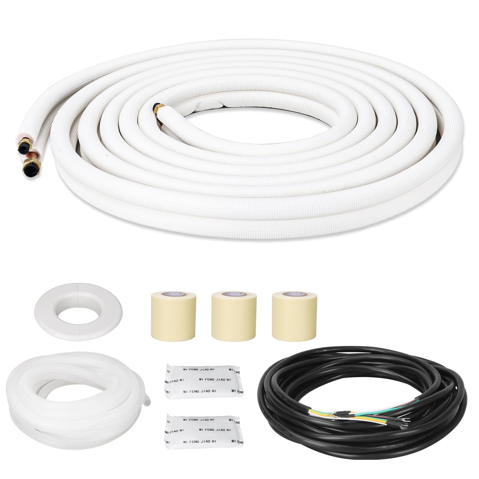 Neaglory 25 Ft Mini Split Line Set 1/4 3/8 O.D. Twin Copper Tubing Insulated