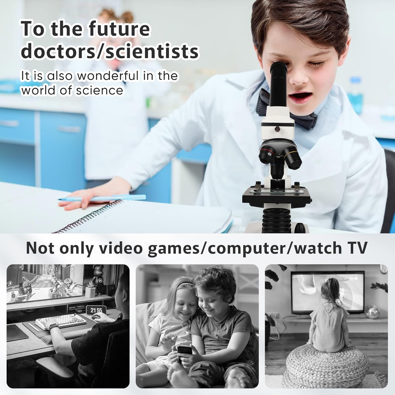 Microscope for Adults Professional:Compound Microscope for Kids 8-12,100X-2000X