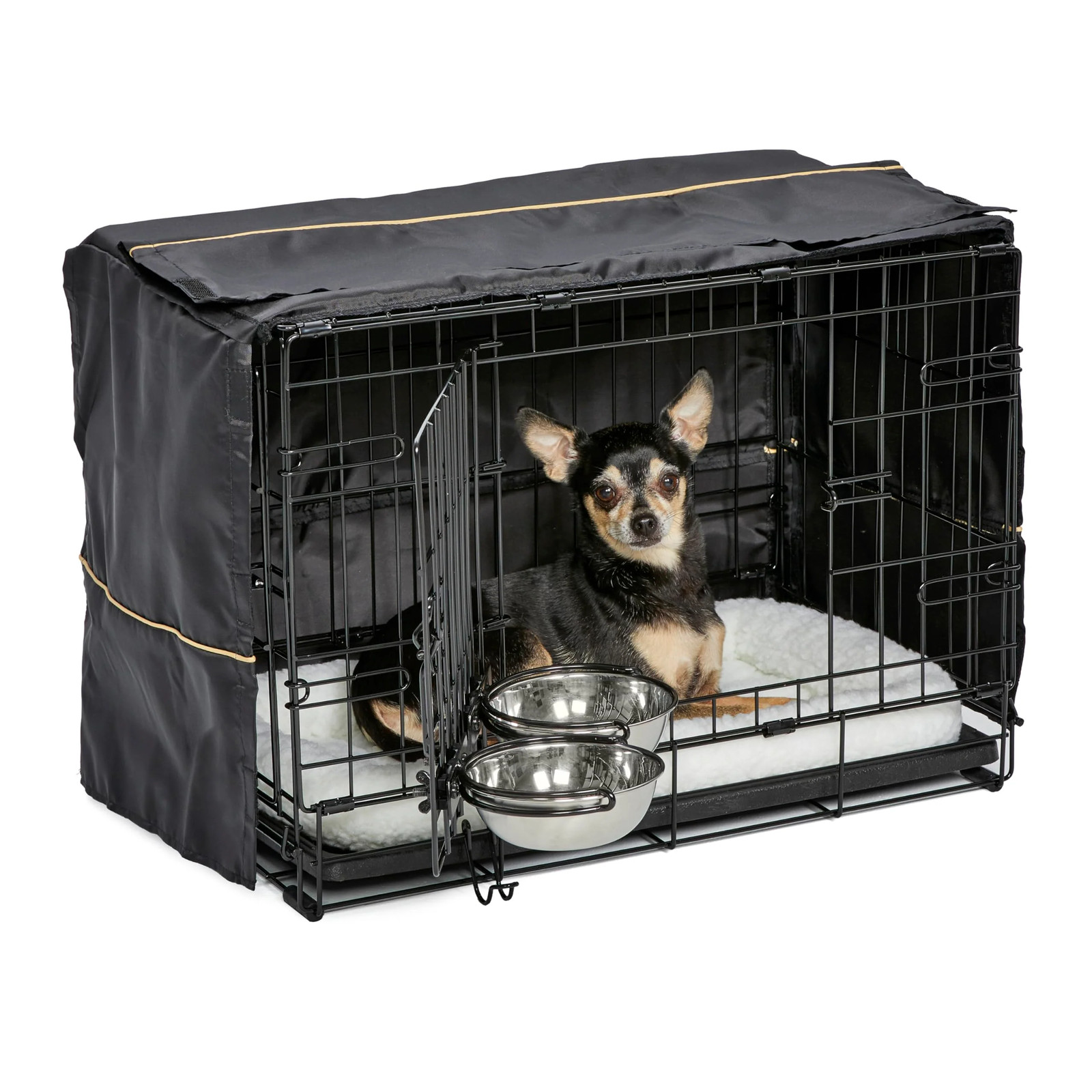 Dog Crate Starter Kit, 22-Inch Double Door Wire Crate, Di