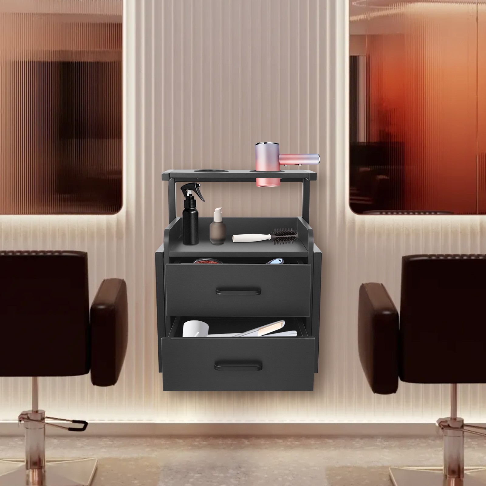 Salon Wall Cabinet Wall Mounted Salon Storage Cabinet Storage Cabinet Black