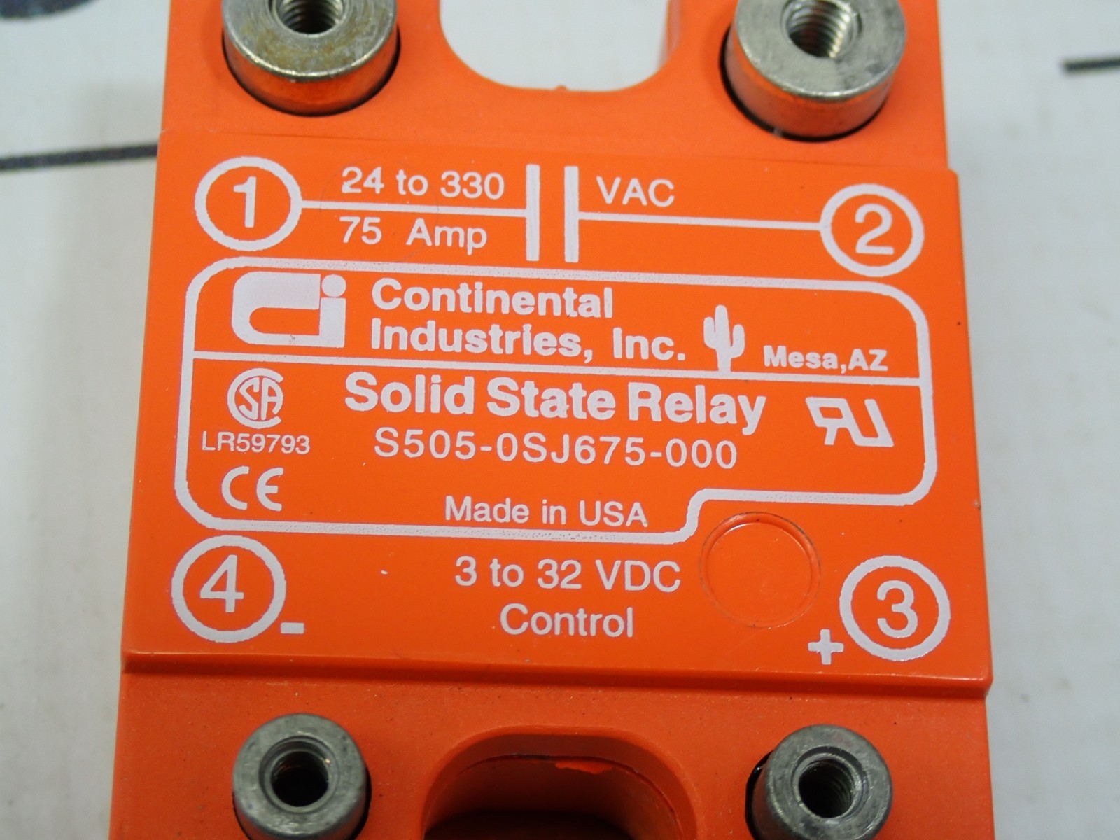 Continental Industries S505-0SJ675-000 Solid State relay