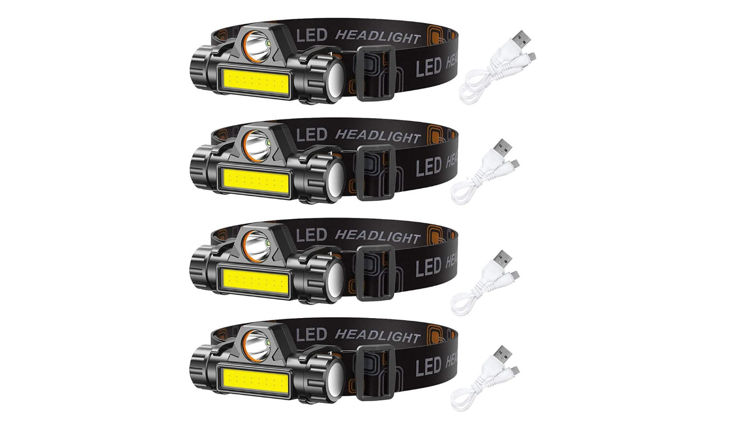 Faro delantero LED recargable para correr acampar caminar paquete de 4 US NUEVO