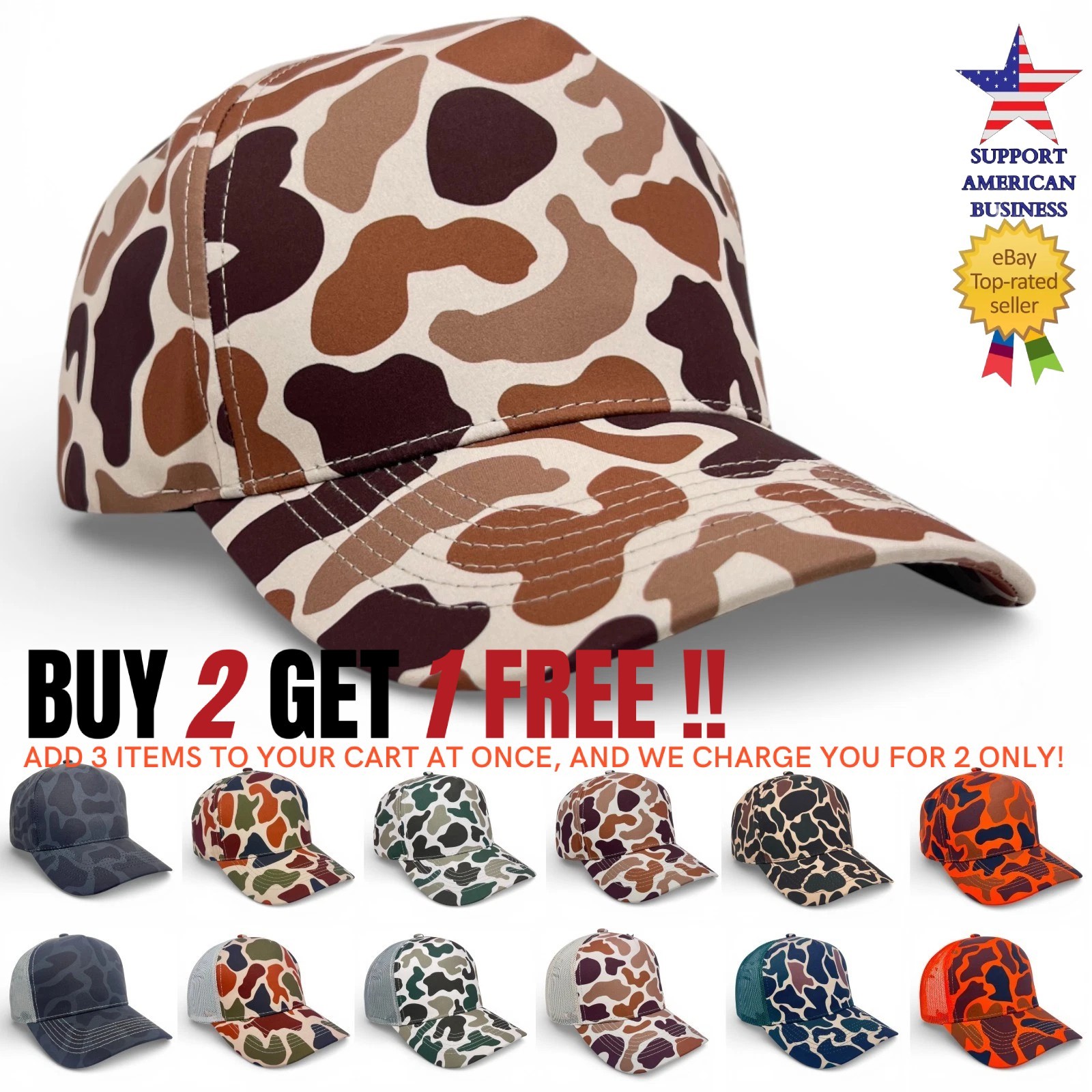 Duck Camo Baseball Cap Snapback Adjustable Size Men Outdoor Hunter Visor Hat