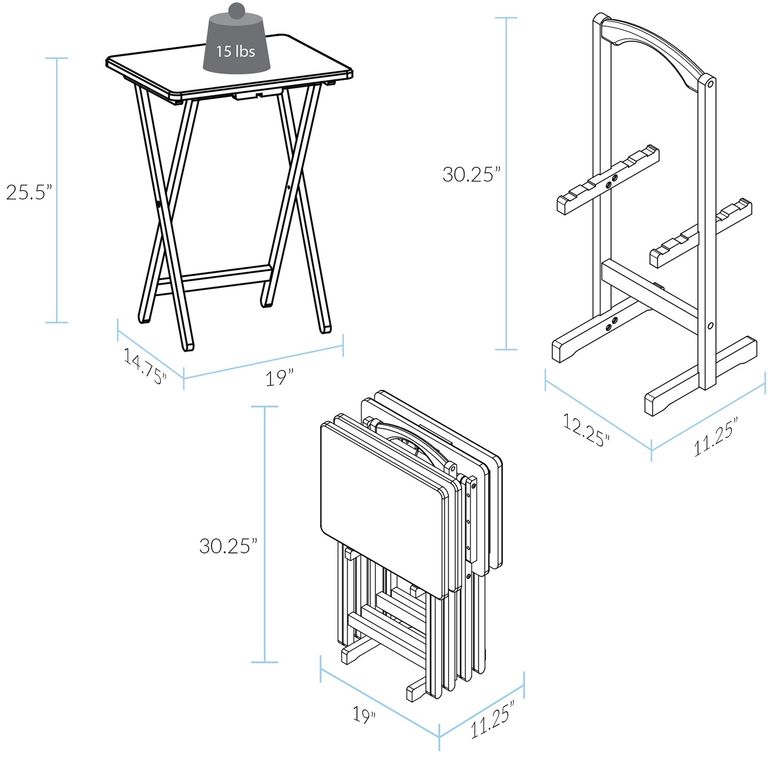 Casual Home 5pcs Tray Table Set Espresso New
