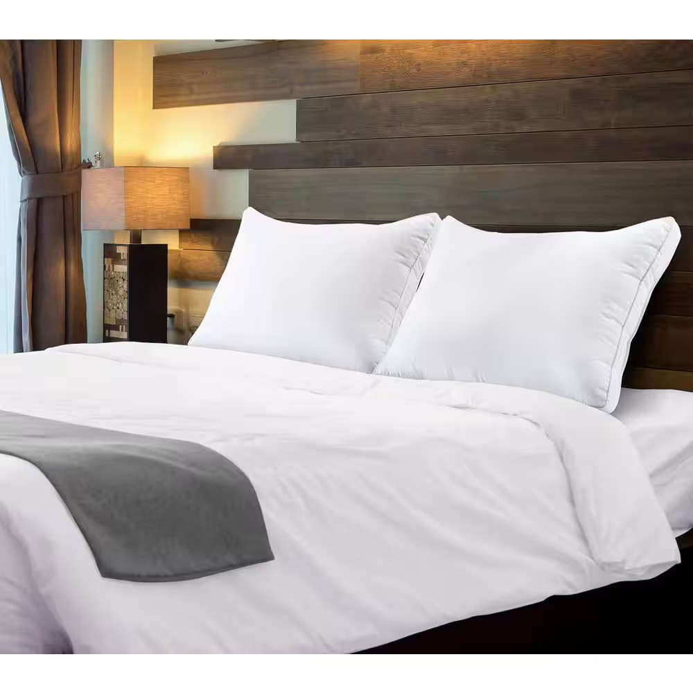 2-Pack White Queen Size Gusseted Bed Pillows for Sleeping, Soft and Durable Fabr