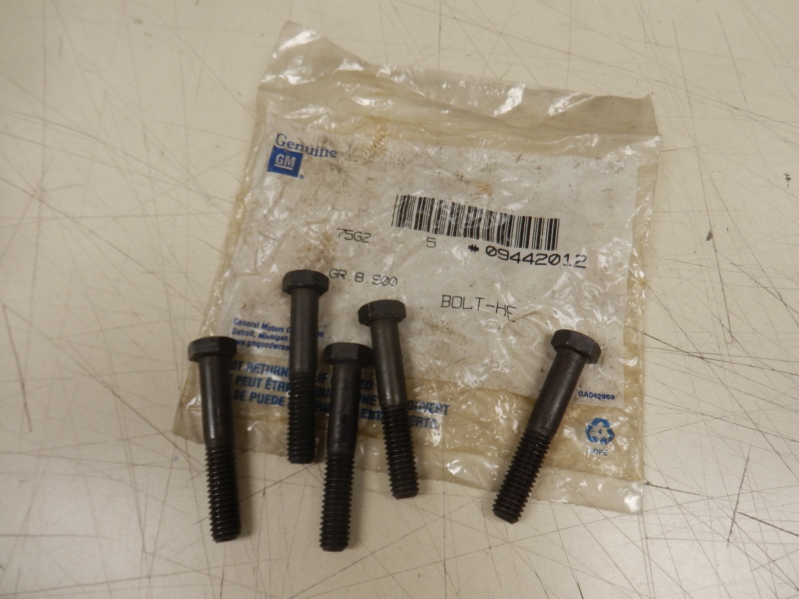 Five (5) Pack Genuine GM 09442012  3/8-16x2 1/4  Bolt   Free Shipping