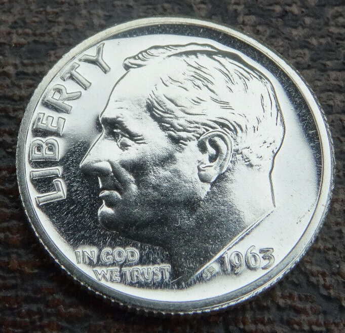 1963 Roosevelt Dime PR Proof 90% Silver Coin US Mint 10C
