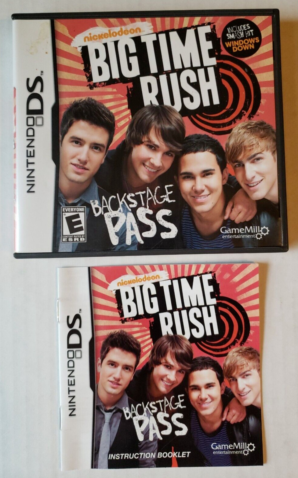 CASE & MANUAL ONLY, NO GAME ~ NICKELODEON BIG TIME RUSH ~ NINTENDO DS 2006